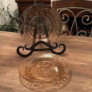 Set of 2 Vintage Kig pink Hibiscus Flower serving bowl (Made In indonesia)